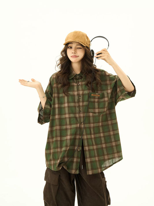 Vintage Plaid Short Sleeve Shirt