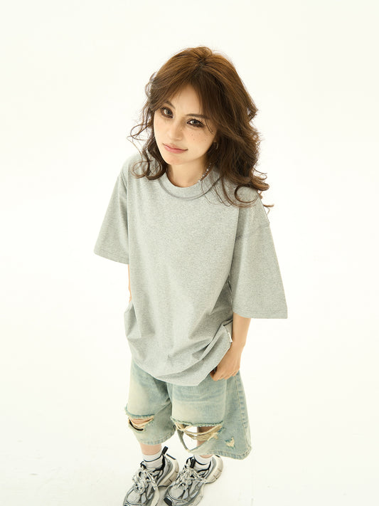 Casual Heavy Solid Color Pure T short Sleeve T-shirt